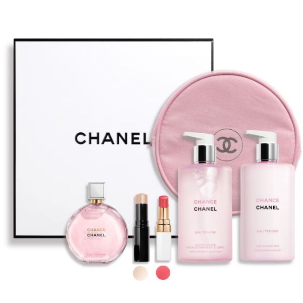 圖片 CHANEL 香奈兒香氛 CHANCE 粉紅甜蜜香氛彩妝化妝包組附吊飾 - 精選組合/專櫃緞帶包裝
