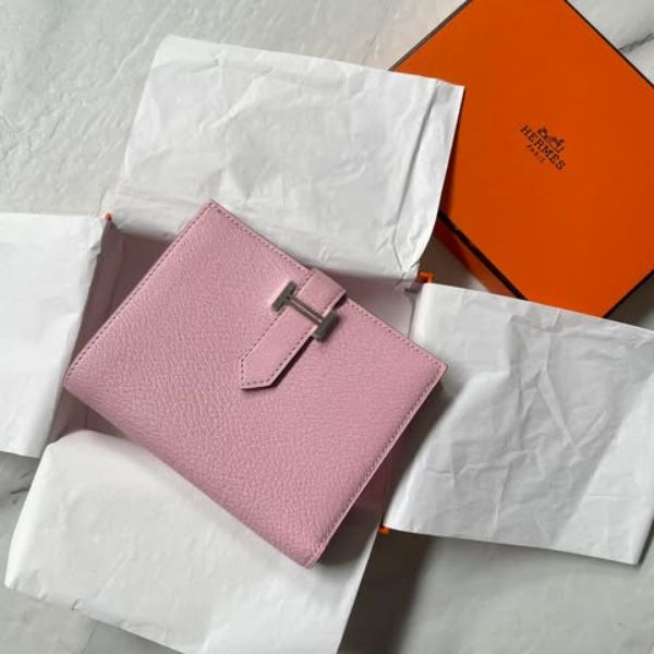 圖片 Hermes 3Q櫻花粉銀釦Bearn錢包