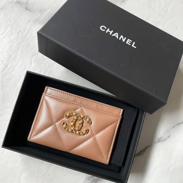 圖片 Chanel 奶茶19系列編織卡包