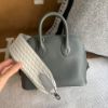 圖片 Hermes 冰川灰銀釦編織寬背帶
