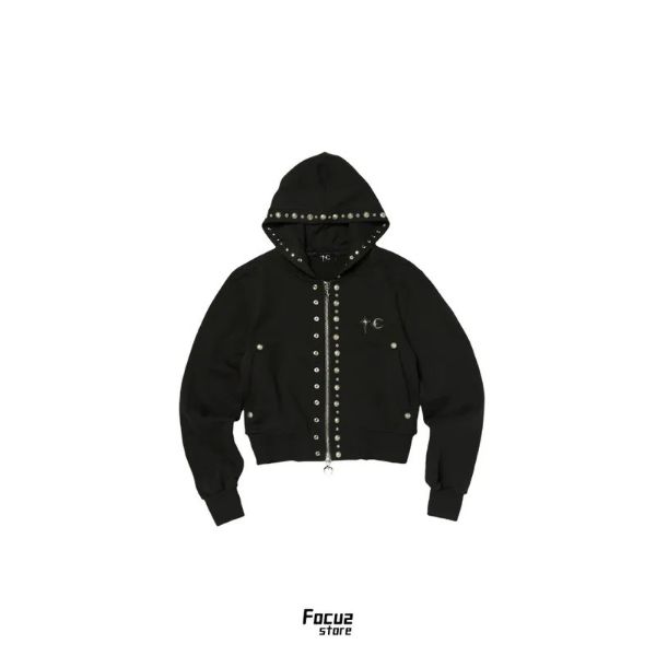  Thug Club Studded Line Cropped Zip-up Hoodie 