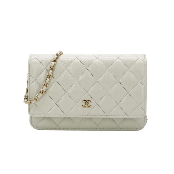 圖片 Chanel 經典雙C粒紋牛皮淡金鍊Woc斜背包(AP0250-淺灰)