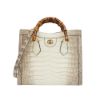 圖片 Gucci 展示品 Diana 喜馬拉雅鱷魚皮竹節手提二用包(660195-白)