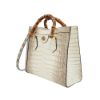 圖片 Gucci 展示品 Diana 喜馬拉雅鱷魚皮竹節手提二用包(660195-白)