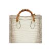圖片 Gucci 展示品 Diana 喜馬拉雅鱷魚皮竹節手提二用包(660195-白)