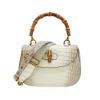圖片 Gucci 展示品 Bamboo 1947 喜馬拉雅鱷魚皮二用斜背包(675797-白)