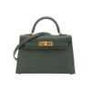圖片 Hermes 展示品 Mini Kelly 2代 Epsom牛皮手提斜背包(Q0灰綠/K刻金釦)