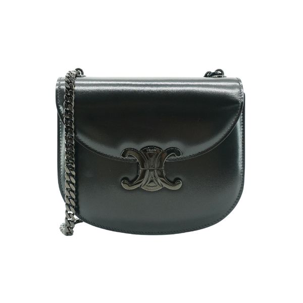 圖片 Celine 展示品 So Black Besace Clea 亮面小牛皮手提斜背二用包(黑)