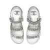 圖片 Chanel 展示品 CC Chain Dad Sandals 鍊帶皮革平底涼鞋#37.5(銀)