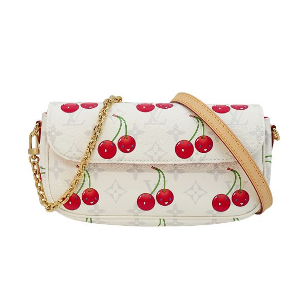 圖片 Louis Vuitton x TM Ivy Woc 櫻桃造型帆布肩背/斜背包(M14239-白)