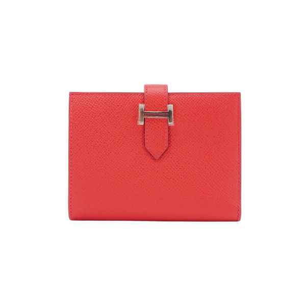 圖片 Hermes Bearn Epsom 牛皮銀釦對折短夾(紅)