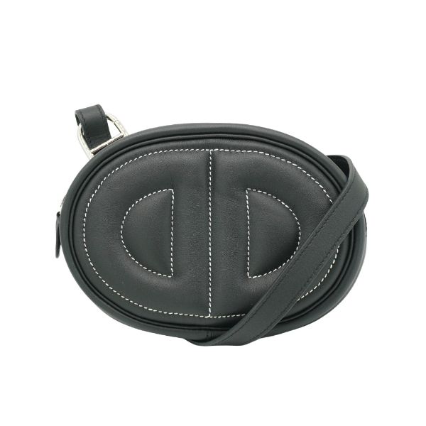 圖片 Hermes In The Loop 牛皮銀釦豬鼻腰包(黑)