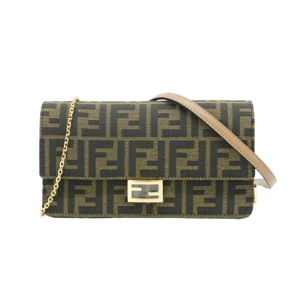 圖片 Fendi Baguette 緹花布肩背兩用包Woc(8M0498-咖)