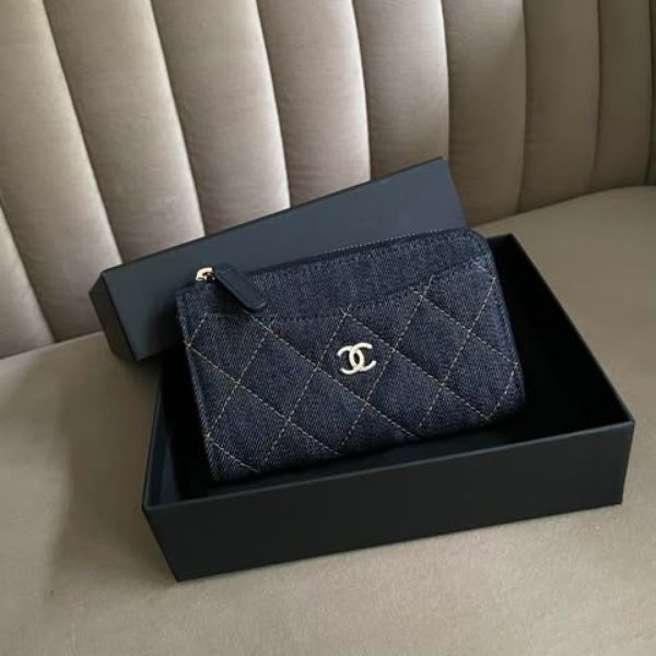 圖片 Chanel 26p牛仔金釦L拉零錢卡包