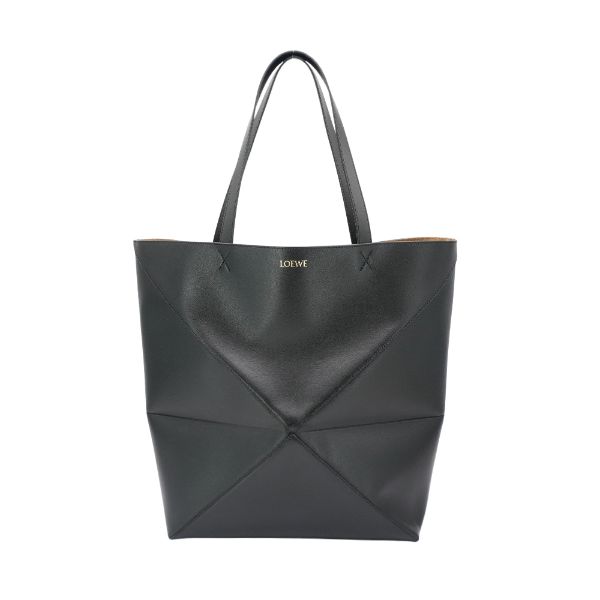 圖片 Loewe XL Puzzle Fold 小牛皮肩背托特包(黑)