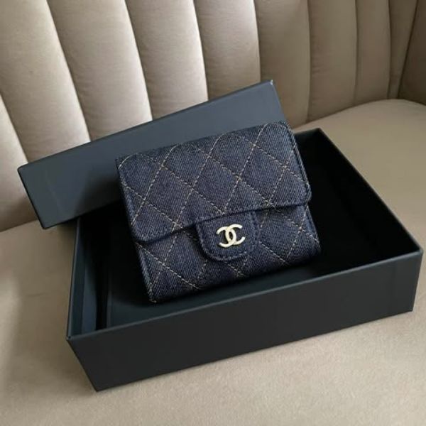 圖片 Chanel 26p牛仔金釦mini短夾