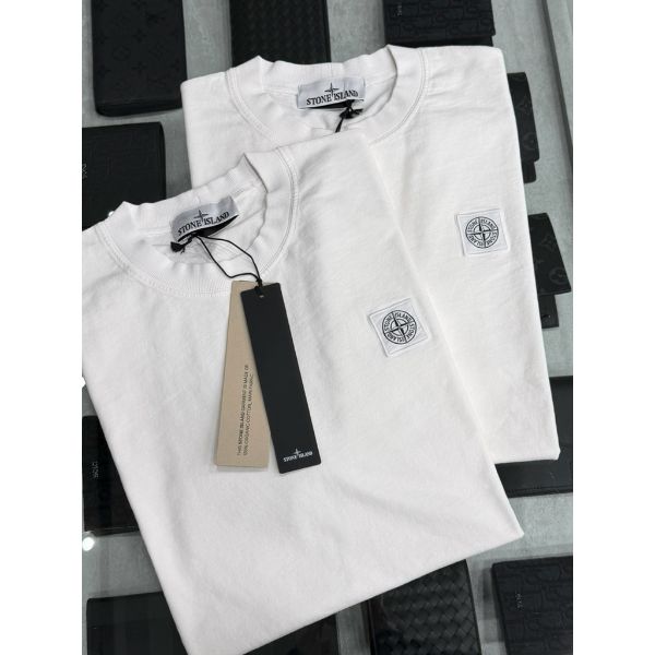 圖片 Stone island 石頭島 經典小logo設計 厚磅材質 白色 短袖T恤素t