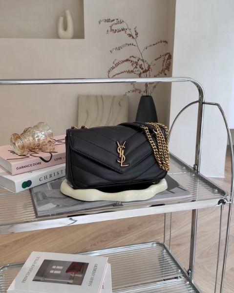 圖片 【YSL】LOULOU 小羊皮小號鏈條包 黑色