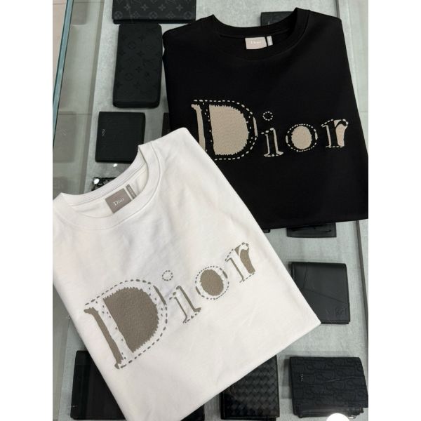 圖片 Dior 經典刺繡針織布字母設計 缺貨爆款 黑色短袖T恤上衣