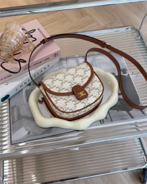 圖片 【CELINE】凱旋門小馬鞍 白老花