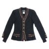 圖片 Chanel 展示品 藍紅金鑲邊復古V領金釦外套#38(黑)