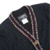 圖片 Chanel 展示品 藍紅金鑲邊復古V領金釦外套#38(黑)