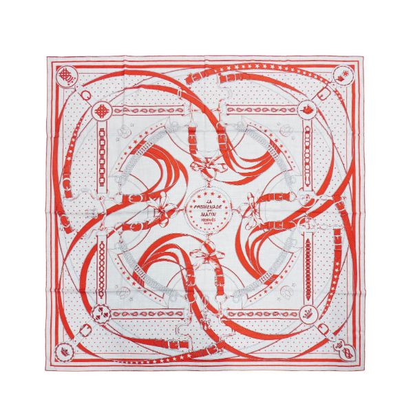 圖片 Hermes 喀什米爾混絲皇冠扣環圖騰披巾/大方巾-140cm(灰/橘)