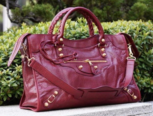 圖片 巴黎世家 Balenciaga 281770 Giant City 中型 金釦機車包 6216 櫻桃紅 