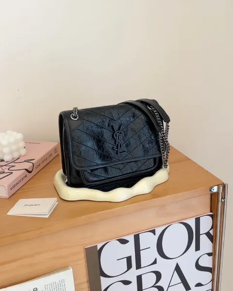 圖片 【YSL】NIKI 皮革BABY鏈條包 黑銀