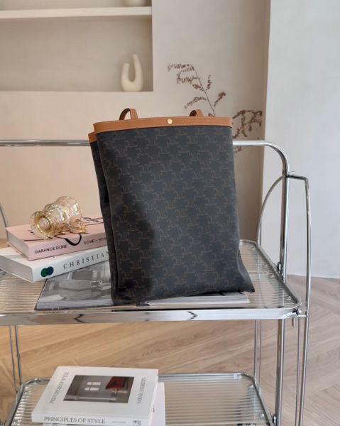 圖片 【CELINE】FLAT SHOPPER 中號托特包 深老花