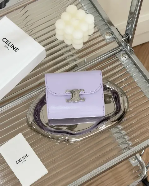 圖片 【CELINE】凱旋門短夾 淡紫色銀扣