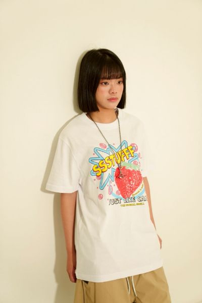  SSSTUFFF Strawberry Scractch&Sniff Tee "White" 