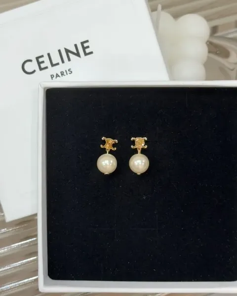 圖片 【	CELINE】凱旋門珍珠耳環 金色