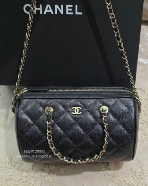 圖片 CHANEL mini speedy 保齡球包 荔枝黑金