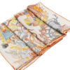 圖片 Hermes Le Monde d'Hermès 喀什米爾馬場圖印花混絲披巾/大方巾-140cm(橘/棕)