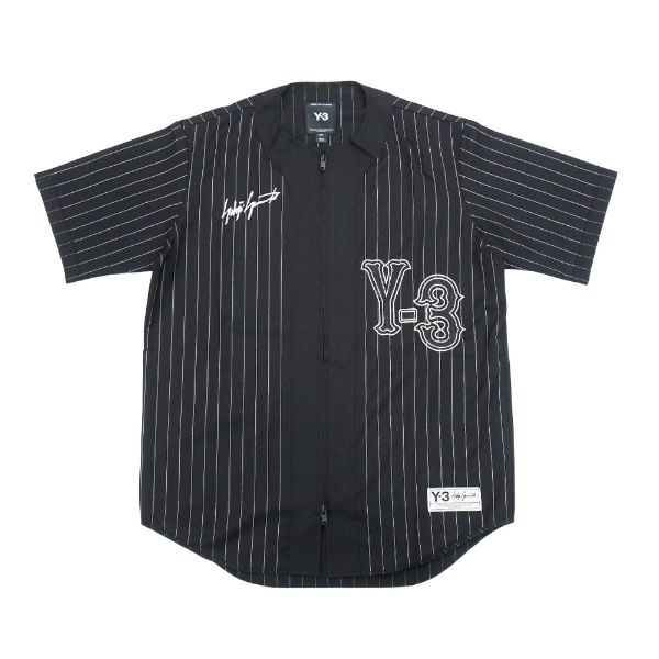 圖片 Y-3 直條紋刺繡Logo男生短袖棒球上衣(KS7640-黑)