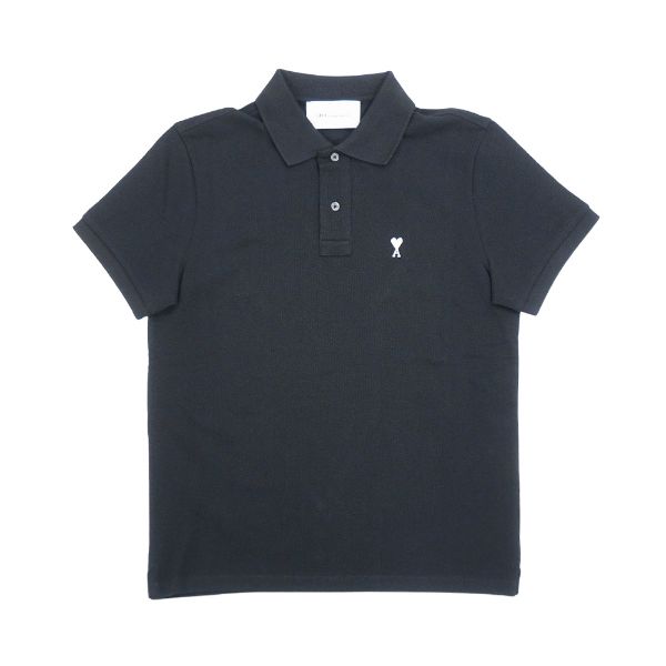 圖片 Ami 刺繡白Logo男生短袖Polo上衣(黑)