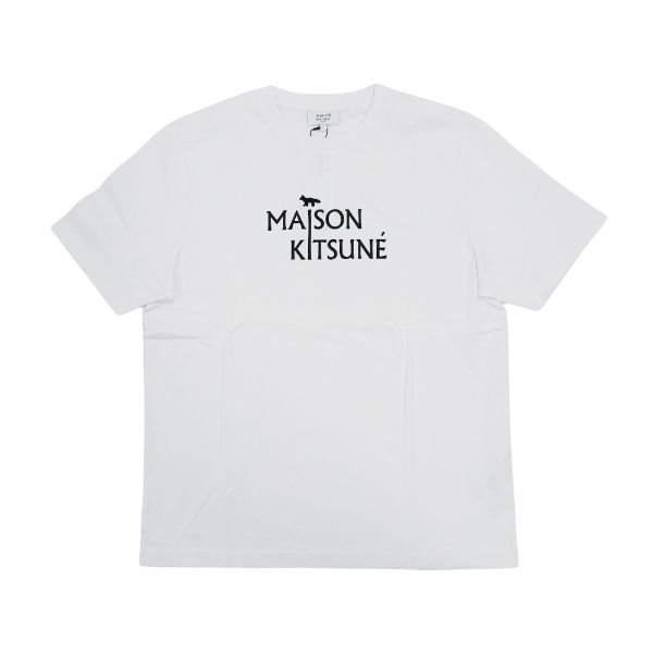 圖片 Maison Kitsune 黑色字母logo男生圓領短袖上衣(白)