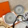 圖片 Hermès Mosaique au 24 Platinium 灰色甜點盤