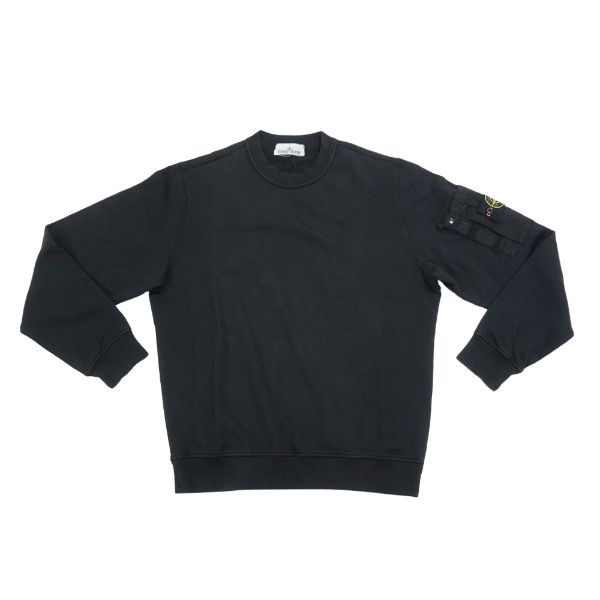 圖片 Stone Island 棉絨刺繡臂章男生長袖上衣(黑)