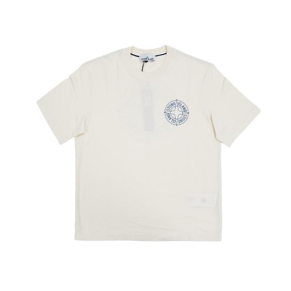 圖片 Stone Island 十字品牌藍logo男生短袖上衣(象牙白)