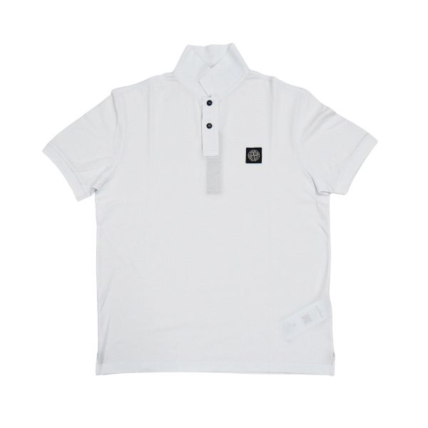 圖片 Stone Island 十字品牌黑標男生短袖Polo上衣(白)