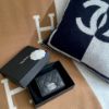 圖片 Chanel 黑銀荔枝鏤空對開短夾