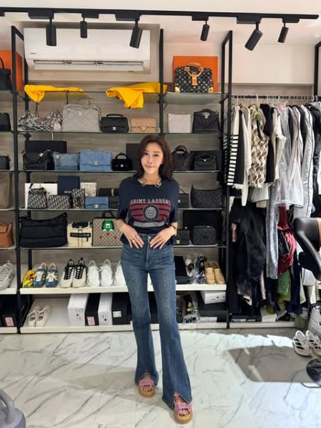 圖片 YSL 美式復古圖騰字母短T