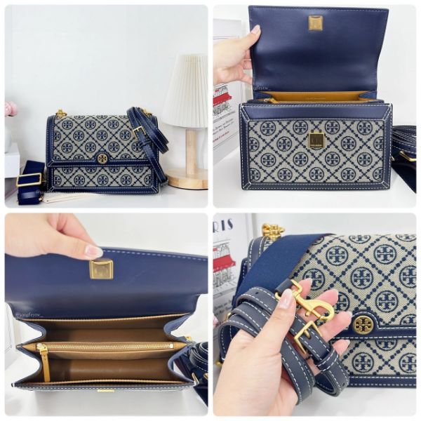 圖片 Tory Burch｜TB 專櫃款 T Monogram 老花風琴包-中款 肩背包 斜背包