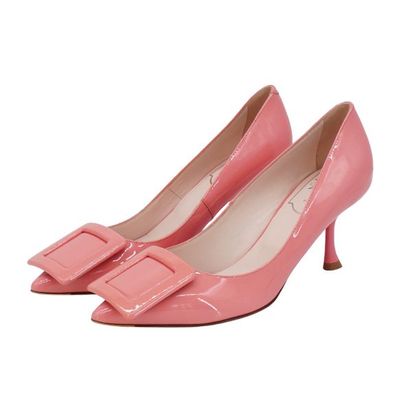 圖片 Roger Vivier 展示品 漆皮經典方釦高跟鞋#35(粉)
