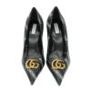 圖片 Gucci x Balenciaga 展示品 條紋Logo皮革尖頭高跟鞋#34.5(黑)