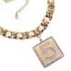 圖片 Chanel 展示品 皮穿粗金鍊雙C No.5 方牌短項鍊(珠光粉)