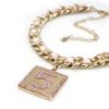 圖片 Chanel 展示品 皮穿粗金鍊雙C No.5 方牌短項鍊(珠光粉)