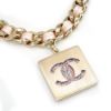 圖片 Chanel 展示品 皮穿粗金鍊雙C No.5 方牌短項鍊(珠光粉)